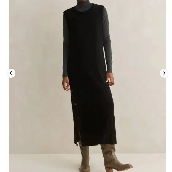 ME+EM wool cashmere sweater Dress Sleeveless Black Knit M/L - Picture 1 of 11